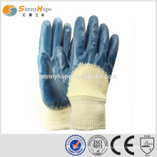 Strickhandgelenk blau flache Nitril beschichtete Handschuhe
